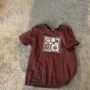 Vintage embroidered beaded brown fall top